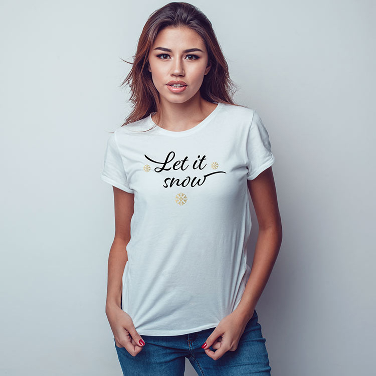 Christmas T-Shirt Let It Snow White